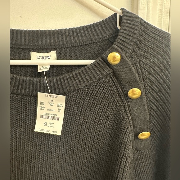J.Crew Black Sweater with Gold Button Detail - Picture 2 of 3